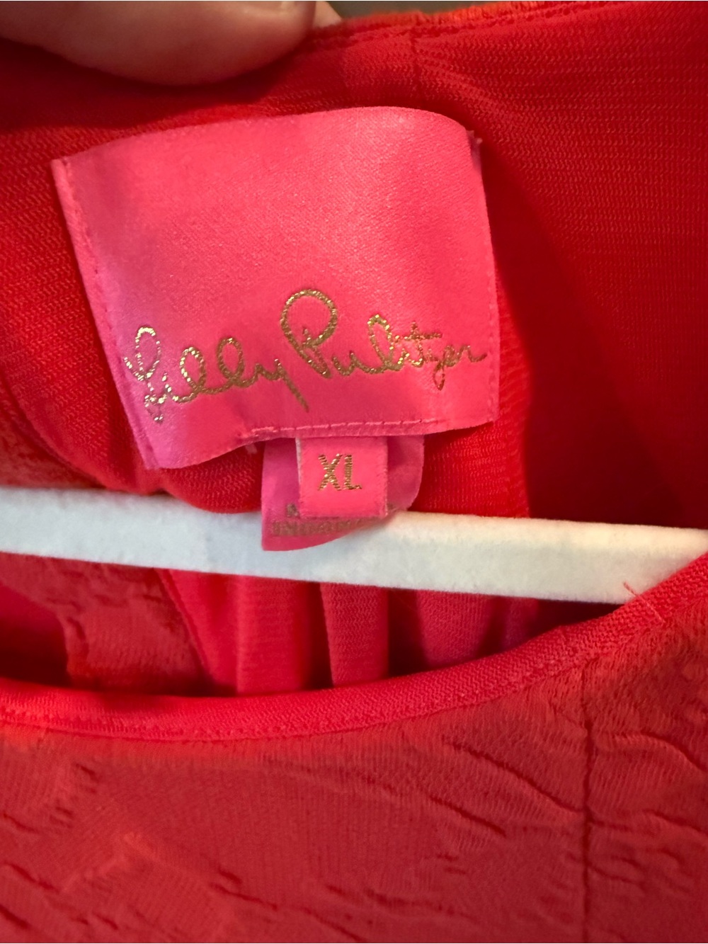 Lilly Pulitzer Red Textured Puff-Sleeve Shift Dress - Picture 3 of 4
